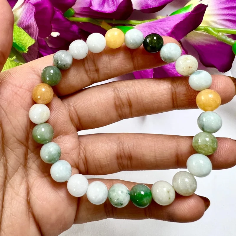 Jade Jadeite Stone Round Beaded Bracelet 8 MM Stretch Bracelet - Image 5