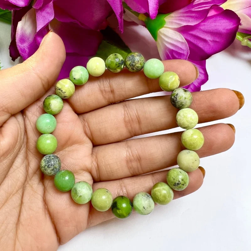 Canadian Jade Stone Round Beaded Bracelet 8 MM Stretch Bracelet