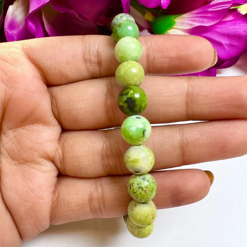 Canadian Jade Stone Round Beaded Bracelet 8 MM Stretch Bracelet - Image 4