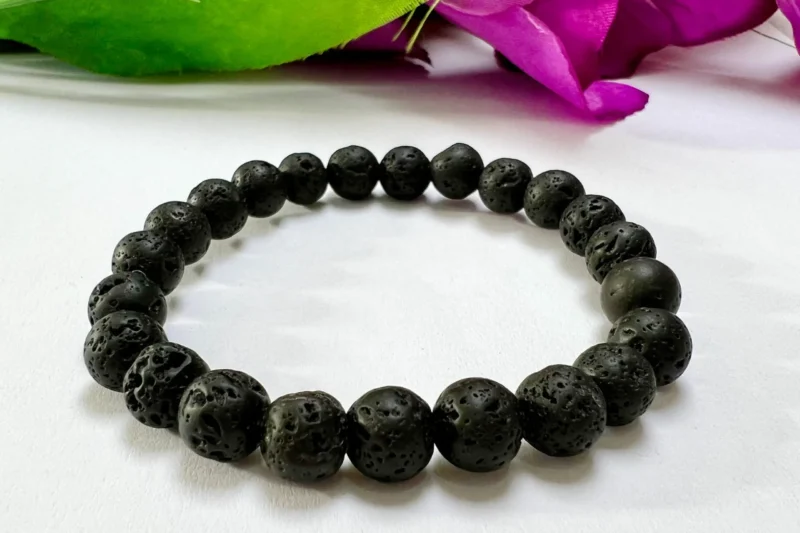 Lava Stone Round Beaded Bracelet 8MM Stretch Bracelet - Image 5
