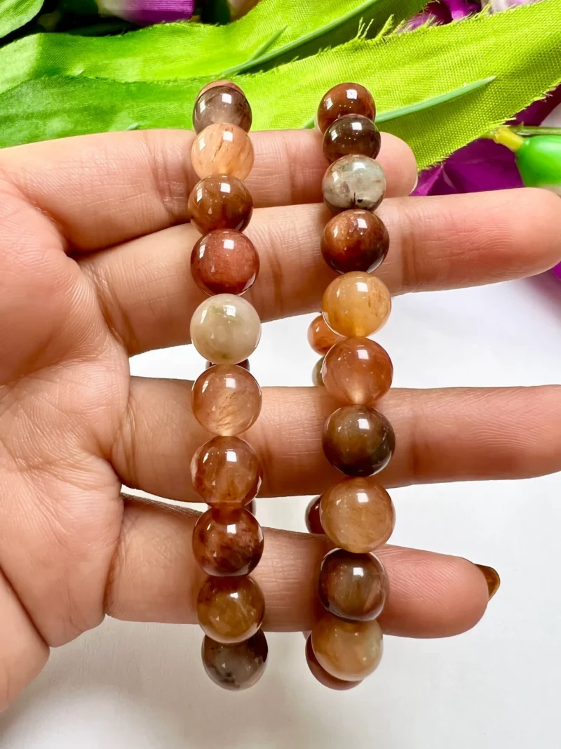 Agnitite Fire  Stone Genuine Bracelet 8 MM Stretch Bracelet - Image 2