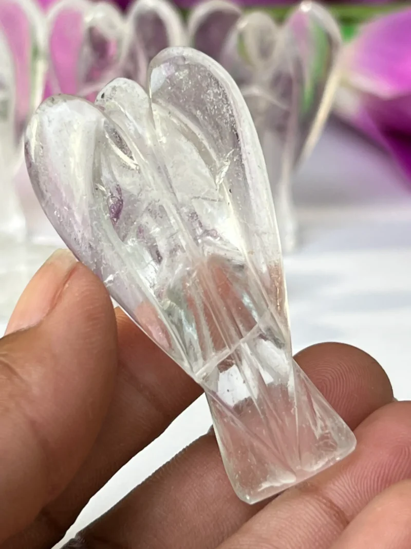 2 " Himalaya Crystal Quartz Stone Free standing guardian Angel crystal Reiki energy blessed hand carved Pocket Angel Angelic connection - Image 2