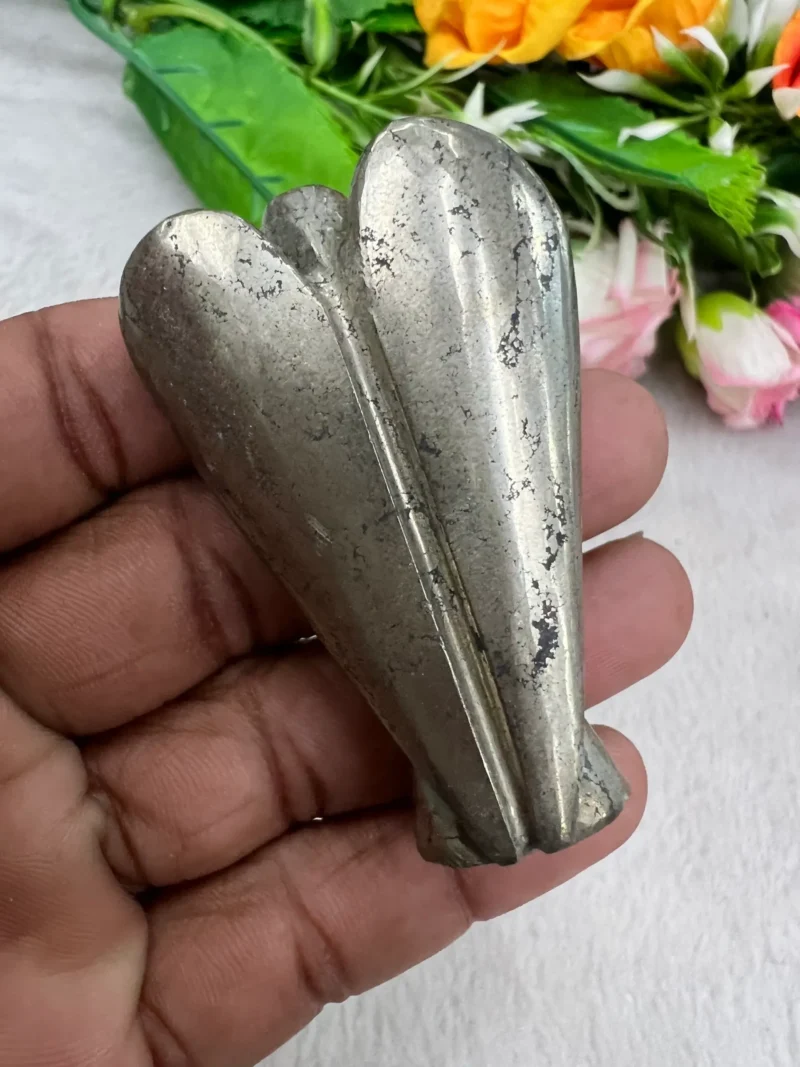 Golden Pyrite Stone 2 inch Free Standing Guardian Angel crystal Reiki energy blessed hand carved Pocket Angel for angelic connection - Image 9
