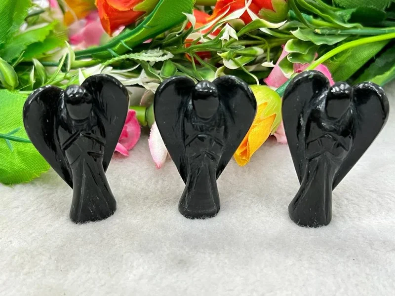 Elite Shungite Stone 2 inch free standing guardian angel crystal Reiki energy blessed hand carved Pocket Angel Angelic connection - Image 4