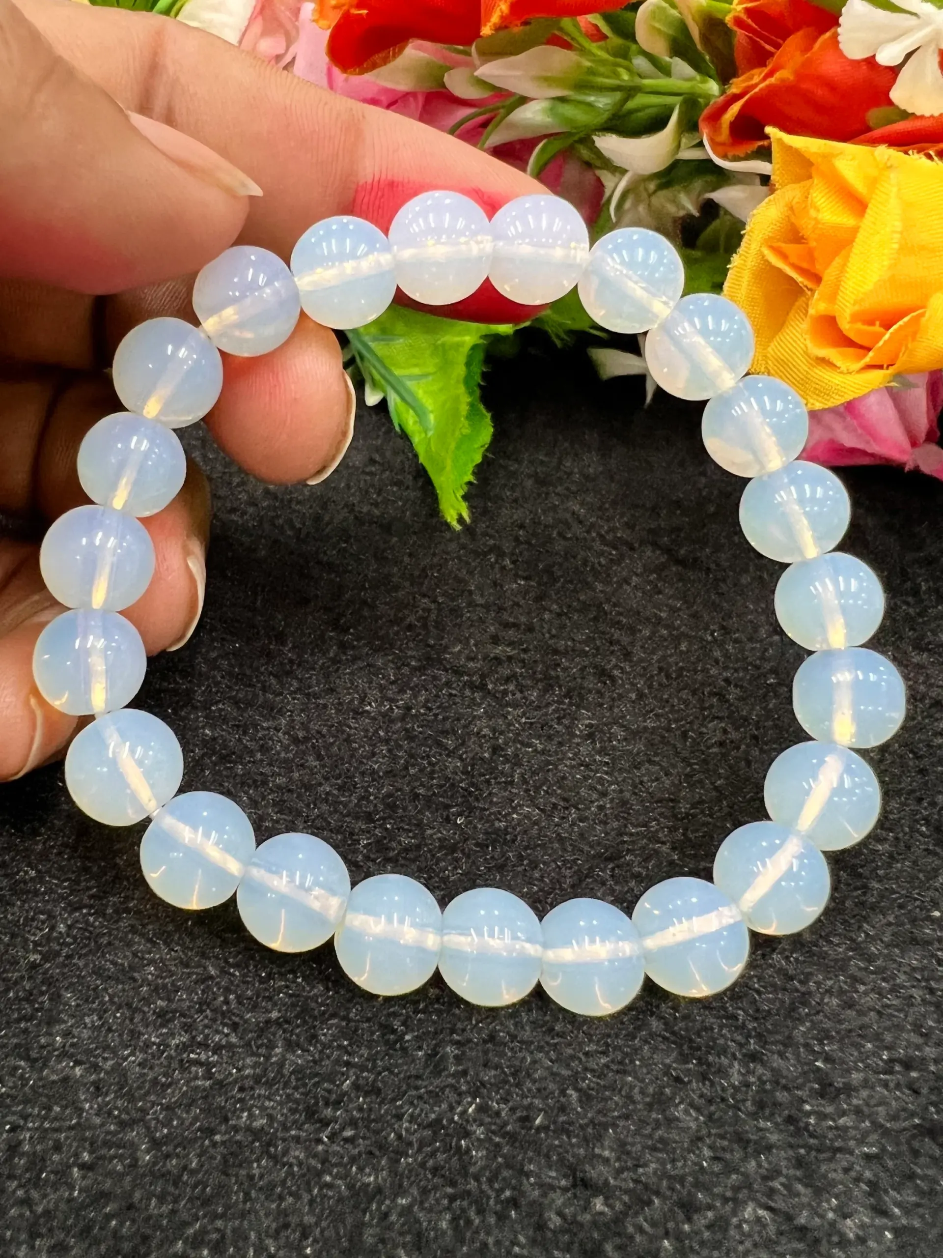 Opalite Stone Round Beaded Bracelet 8 MM Stretch Bracelet - Image 5