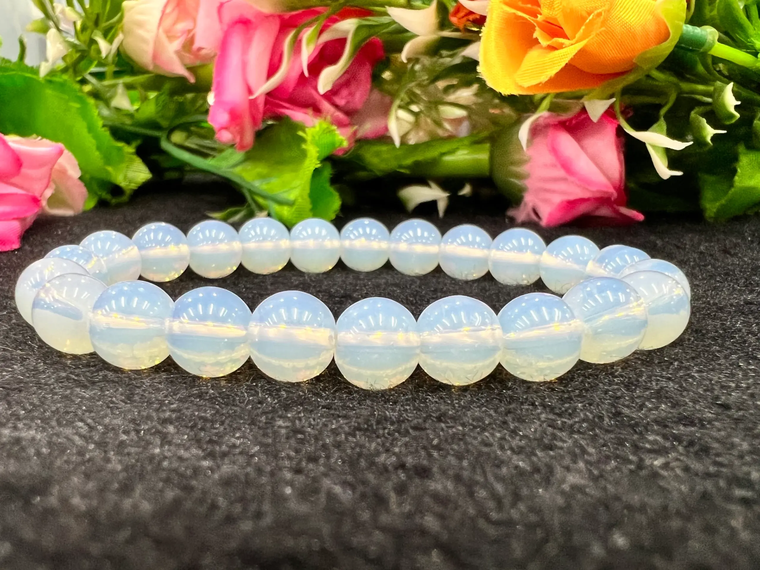 Opalite Stone Round Beaded Bracelet 8 MM Stretch Bracelet - Image 7