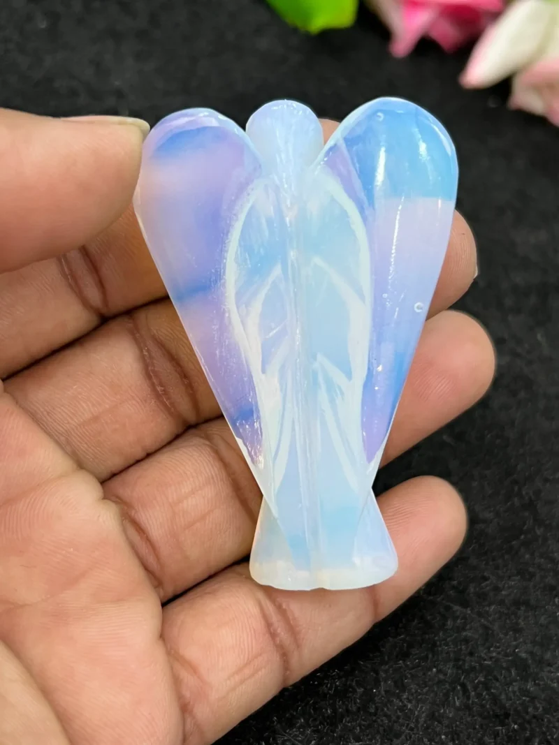 Rainbow Opelite Stone 2 inch free standing guardian angel crystal Reiki energy blessed handcarved Pocket Angel Angelic connection - Image 5