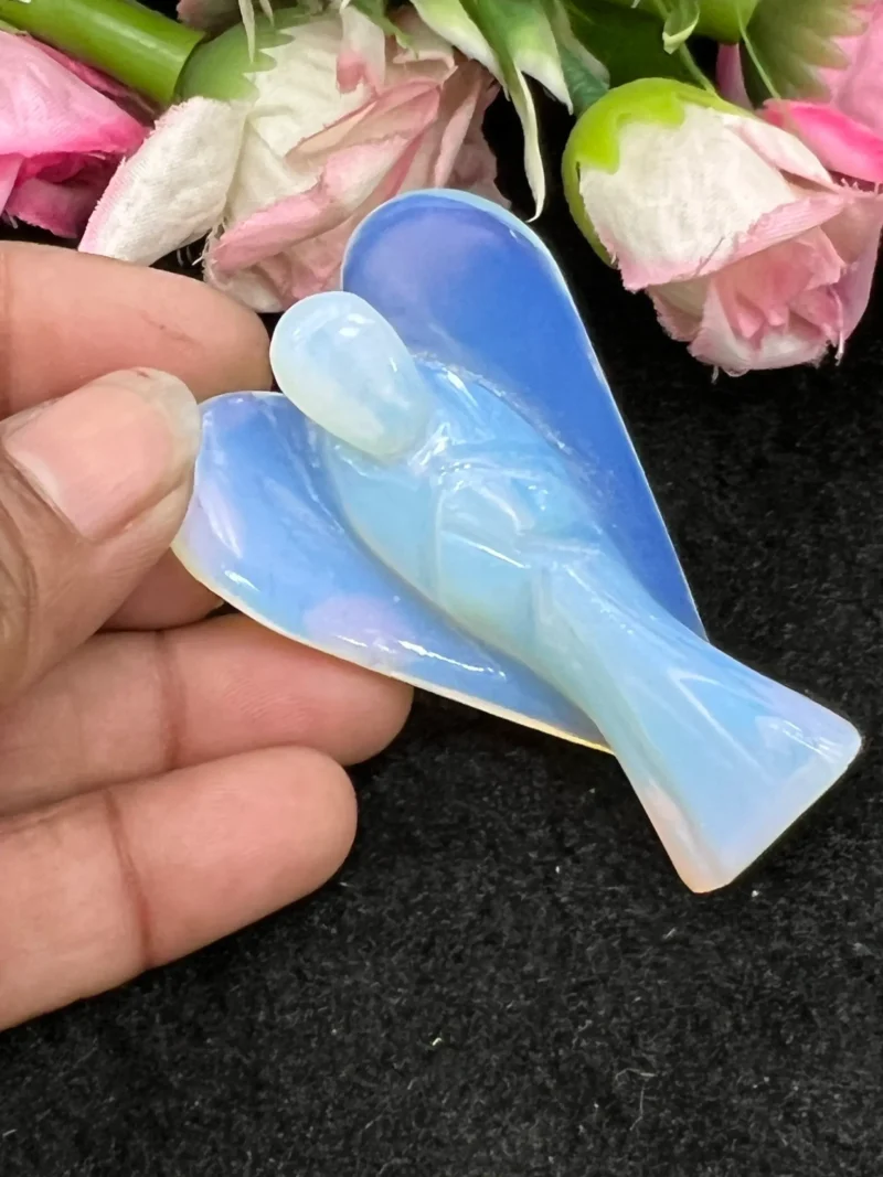 Rainbow Opelite Stone 2 inch free standing guardian angel crystal Reiki energy blessed handcarved Pocket Angel Angelic connection - Image 6
