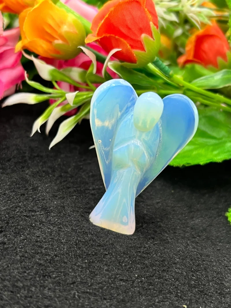 Rainbow Opelite Stone 2 inch free standing guardian angel crystal Reiki energy blessed handcarved Pocket Angel Angelic connection - Image 8