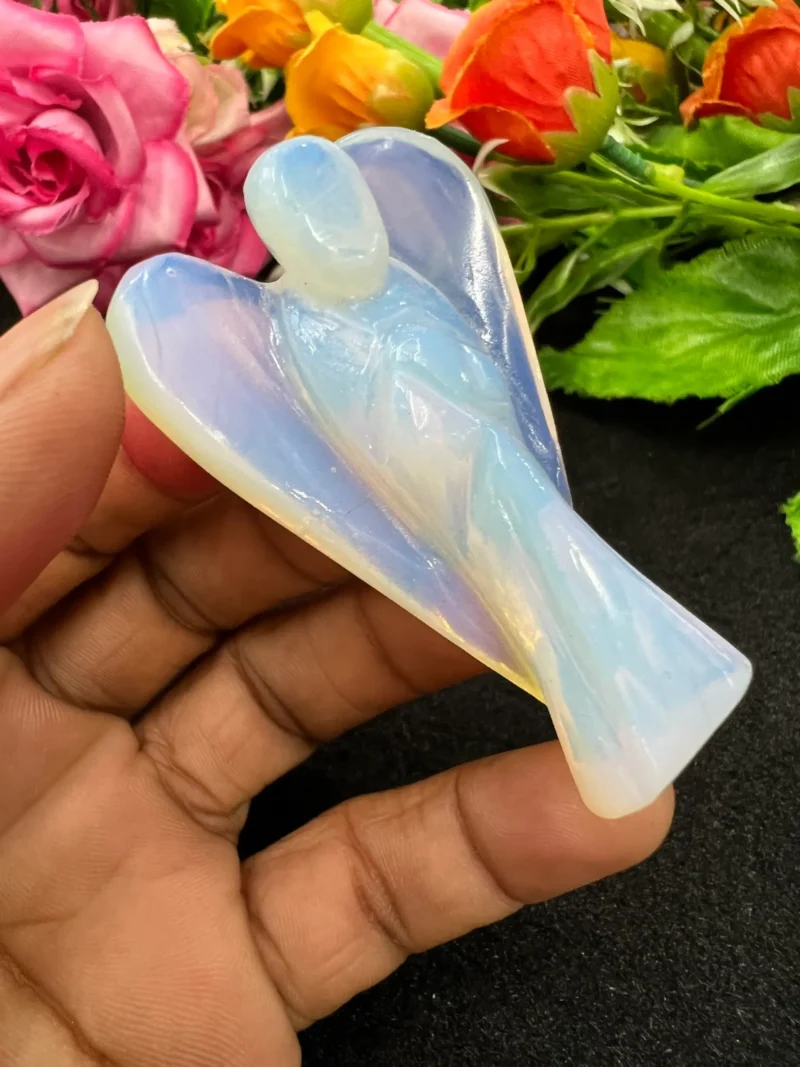 Rainbow Opelite Stone 2 inch free standing guardian angel crystal Reiki energy blessed handcarved Pocket Angel Angelic connection - Image 9