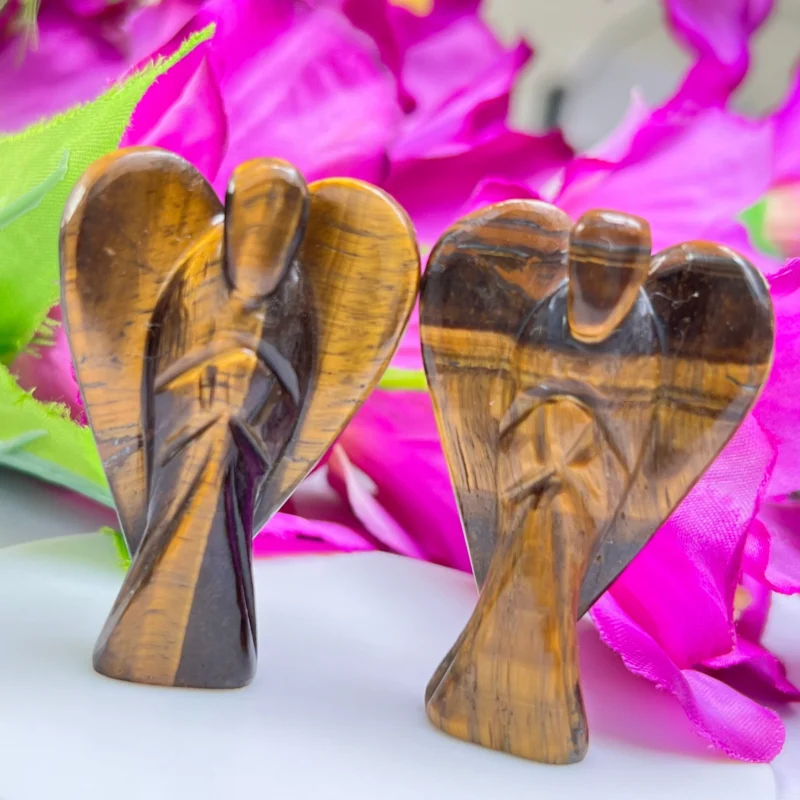 Tiger's eye Stone 2 inch free standing guardian angel crystal Reiki energy blessed handcarved Pocket Angel Angelic connection - Image 4