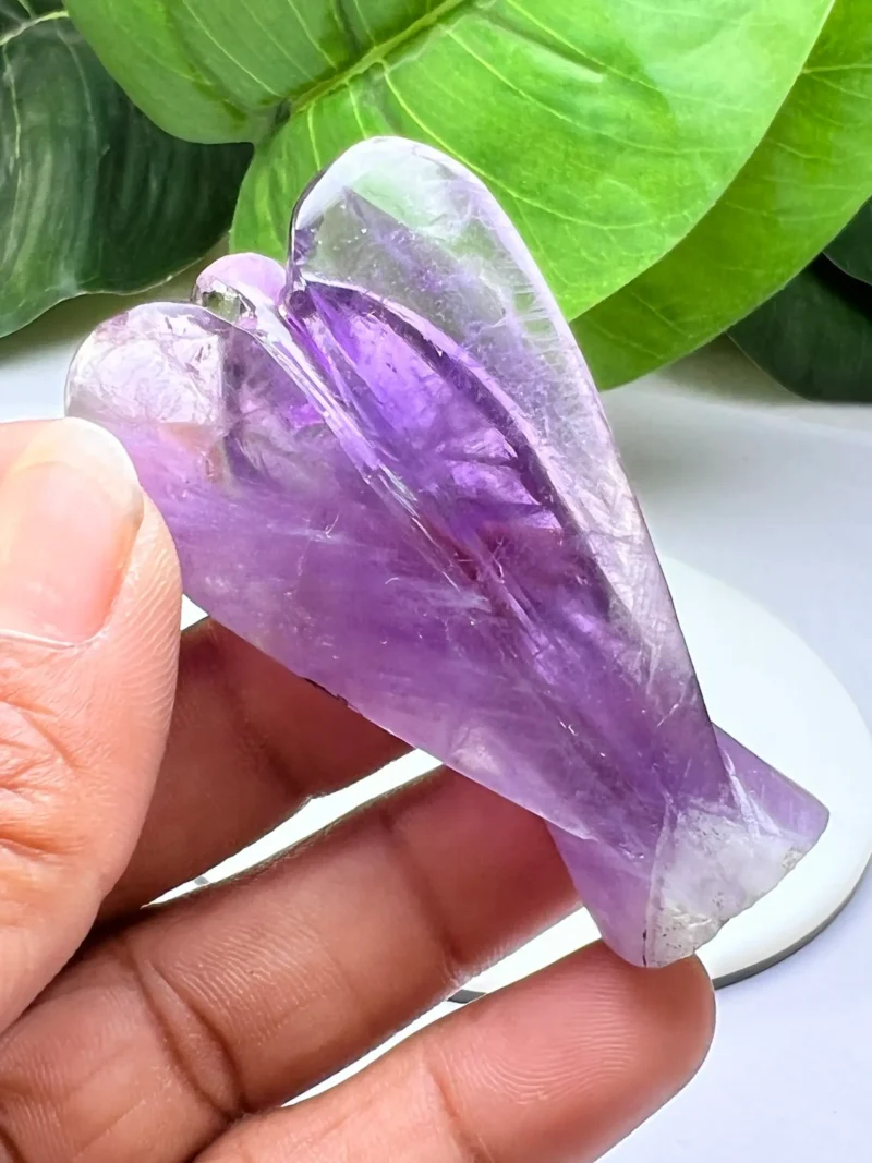 Amethyst Stone 2 inch free standing guardian angel crystal Reiki energy blessed hand carved Pocket Angel for angelic connection - Image 2
