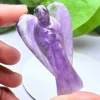 Amethyst Stone 2 inch free standing guardian angel crystal Reiki energy blessed hand carved Pocket Angel for angelic connection