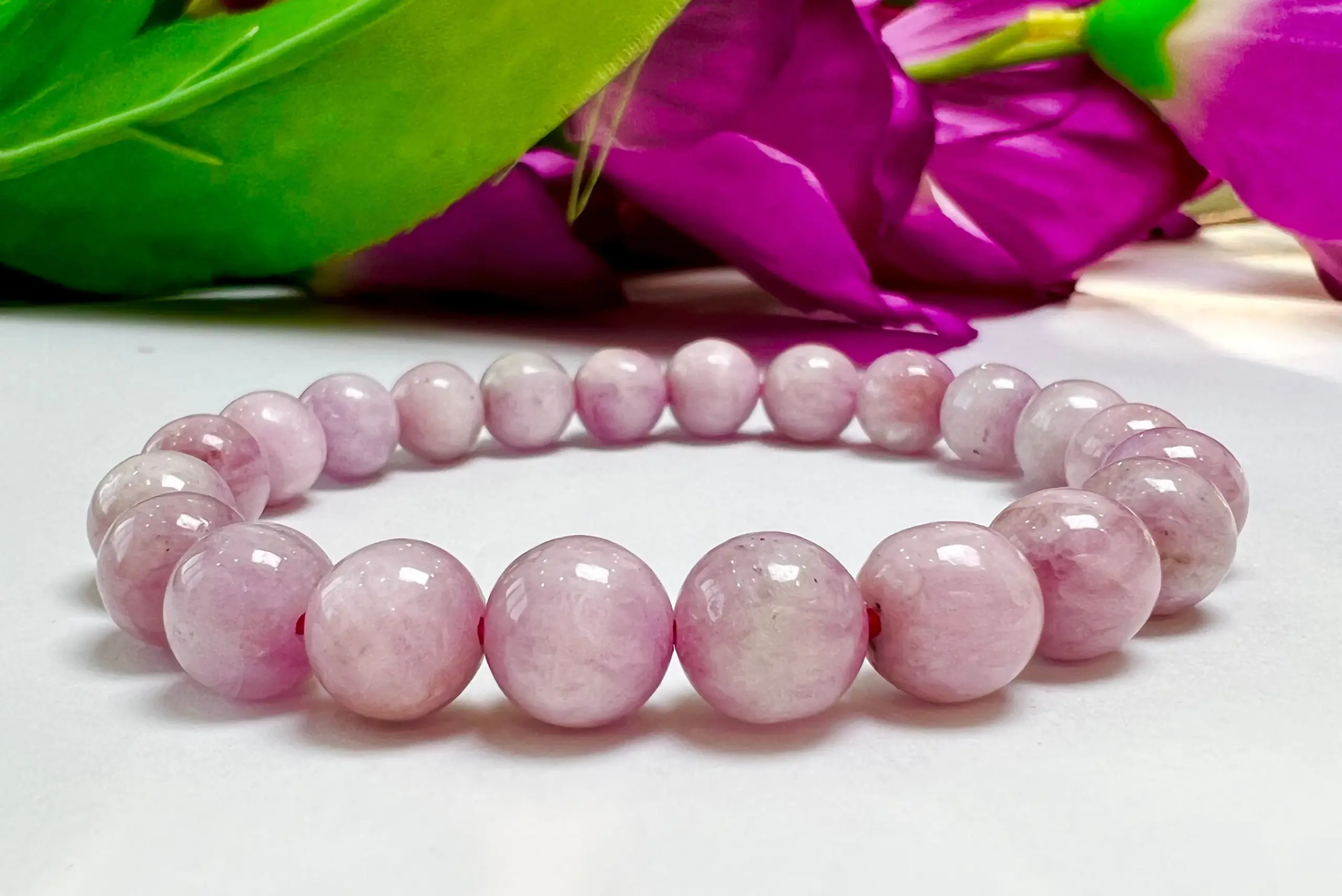 Kunzite Heart Chakra Stone Round Beaded Bracelet 8 MM Stretch Bracelet