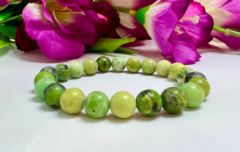 Canadian Jade Stone Round Beaded Bracelet 8 MM Stretch Bracelet - Image 5