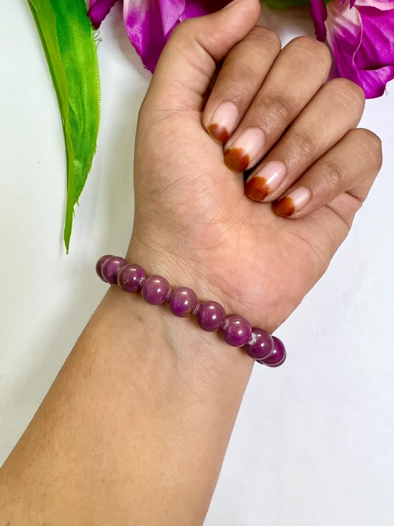 Phosphosiderite Stone Round Beaded Bracelet 8 MM Stretch Bracelet - Image 2