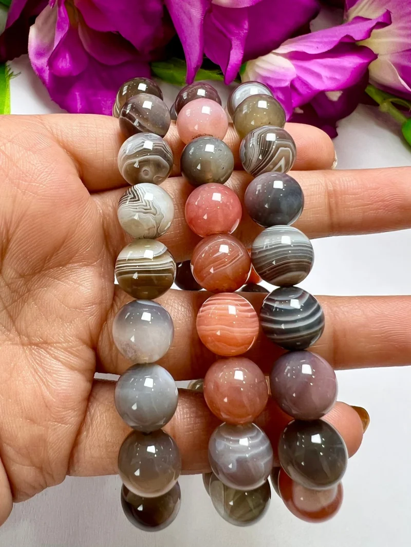 10 MM Botswana Agate Stone Round Beaded Bracelet Stretch Bracelet - Image 4