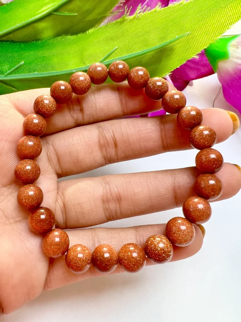 Goldstone Round Beaded Bracelet 8 MM Stretch Bracelet