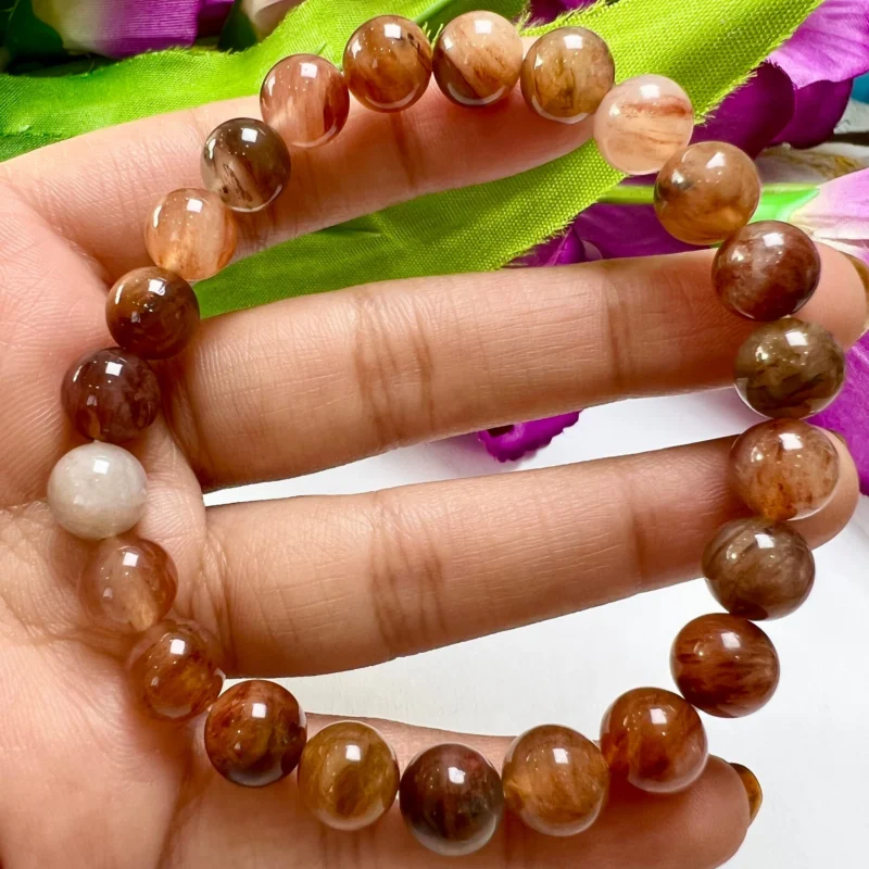 Agnitite Fire  Stone Genuine Bracelet 8 MM Stretch Bracelet - Image 4