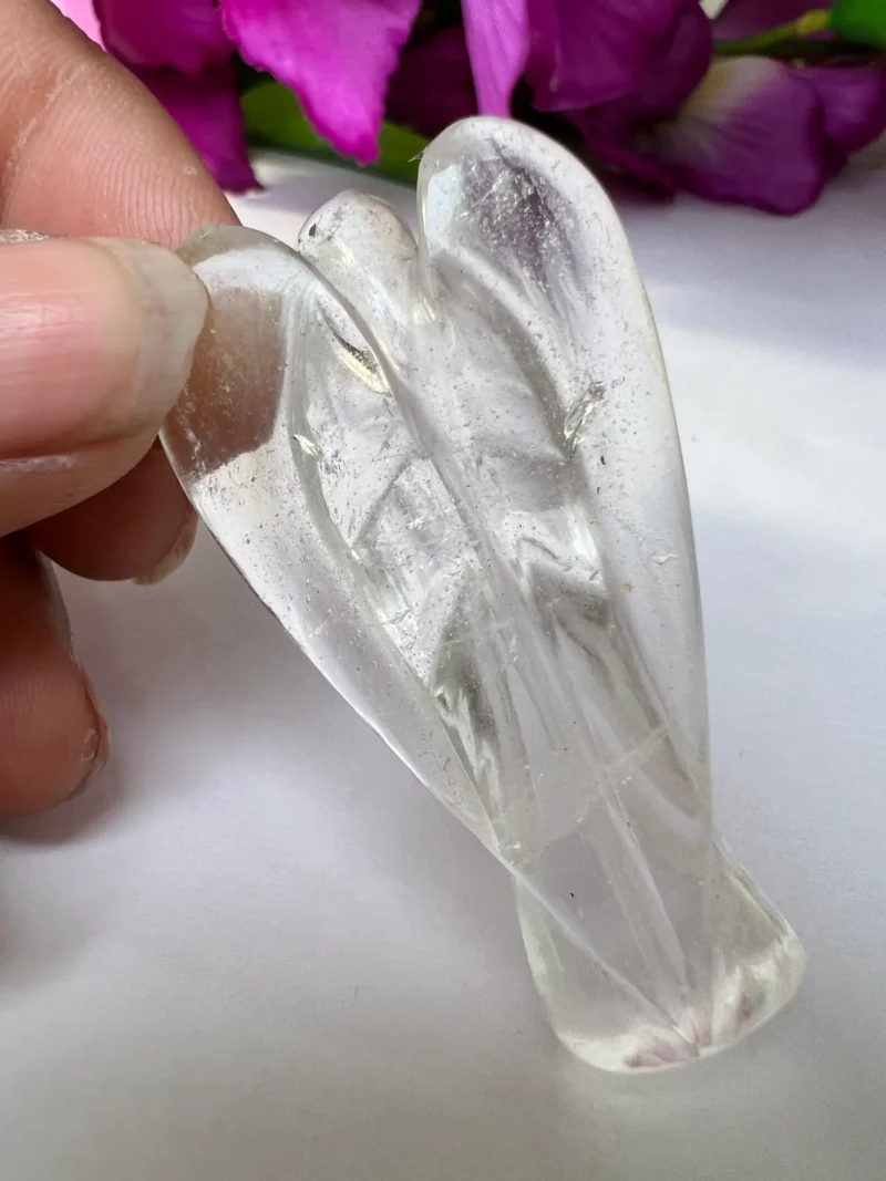 2 " Himalaya Crystal Quartz Stone Free standing guardian Angel crystal Reiki energy blessed hand carved Pocket Angel Angelic connection - Image 4