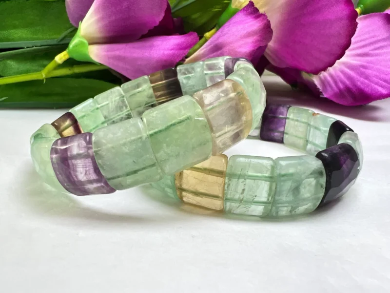 Fluorite Stone Rectangle Bead BRACELET 15 MM - Image 2