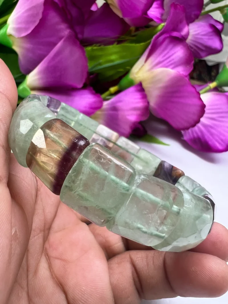 Fluorite Stone Rectangle Bead BRACELET 15 MM - Image 3