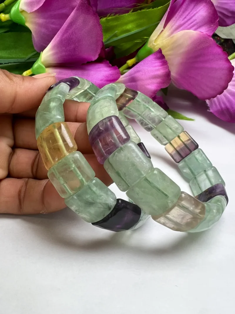 Fluorite Stone Rectangle Bead BRACELET 15 MM - Image 5