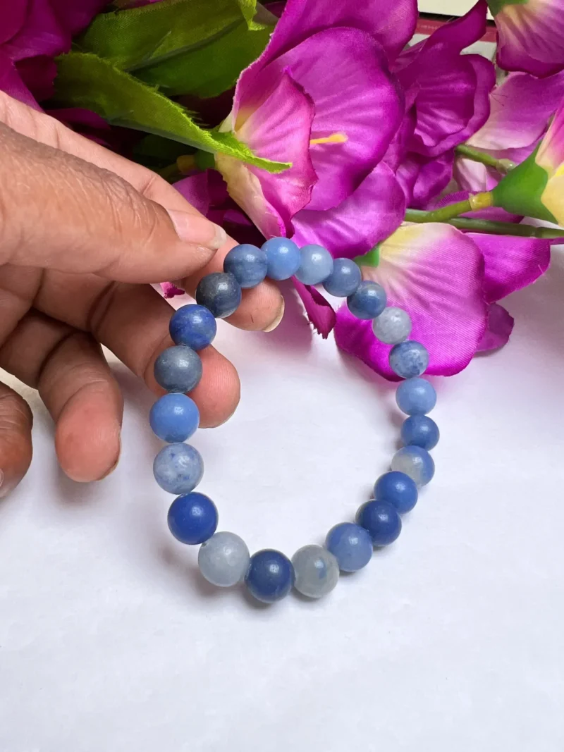 Blue Aventurine Stone Round Beaded Bracelet 6 MM 8 MM 10 MM Stretch Bracelet - Image 2