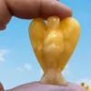Yellow Calcite Stone 2 inch free standing guardian angel crystal Reiki energy blessed hand carved Pocket Angel Angelic connection
