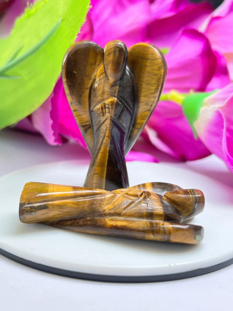 Tiger's eye Stone 2 inch free standing guardian angel crystal Reiki energy blessed handcarved Pocket Angel Angelic connection - Image 5