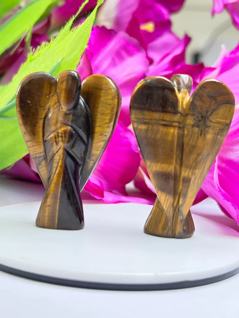 Tiger's eye Stone 2 inch free standing guardian angel crystal Reiki energy blessed handcarved Pocket Angel Angelic connection - Image 6