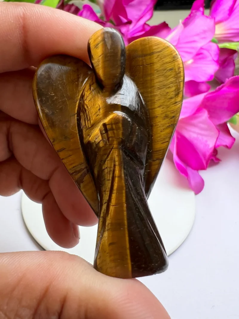 Tiger's eye Stone 2 inch free standing guardian angel crystal Reiki energy blessed handcarved Pocket Angel Angelic connection - Image 7