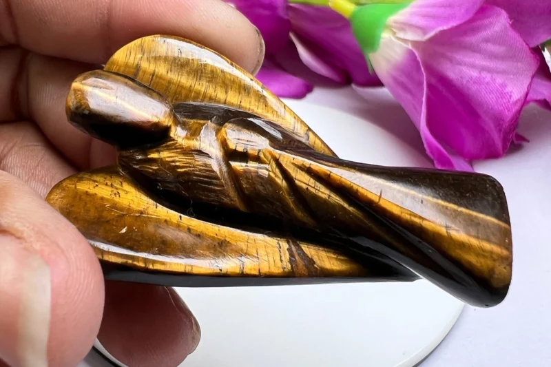 Tiger's eye Stone 2 inch free standing guardian angel crystal Reiki energy blessed handcarved Pocket Angel Angelic connection - Image 10