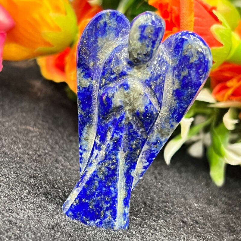 Lapis Lazuli 2 inch free standing guardian angel crystal Reiki energy blessed hand carved Pocket Angel for angelic connection - Image 9