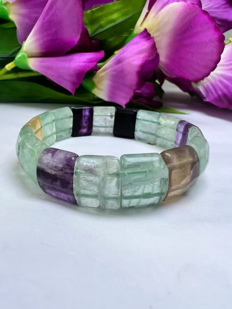 Fluorite Stone Rectangle Bead BRACELET 15 MM - Image 7
