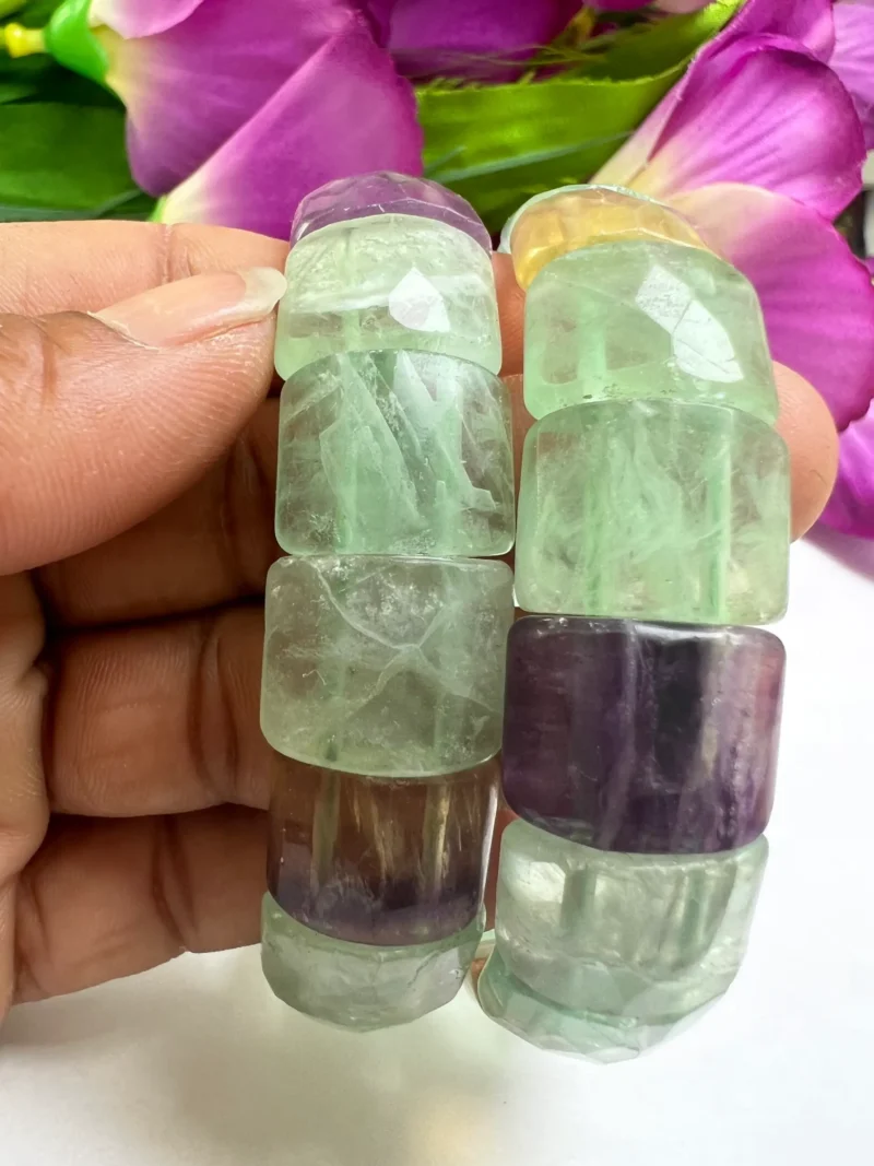 Fluorite Stone Rectangle Bead BRACELET 15 MM - Image 8