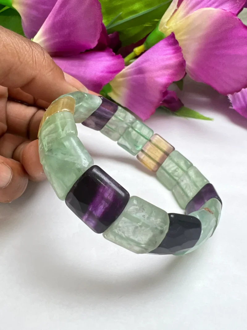 Fluorite Stone Rectangle Bead BRACELET 15 MM - Image 9
