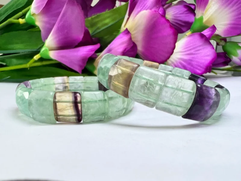 Fluorite Stone Rectangle Bead BRACELET 15 MM - Image 10