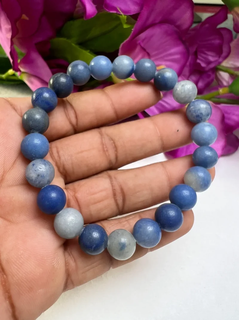 Blue Aventurine Stone Round Beaded Bracelet 6 MM 8 MM 10 MM Stretch Bracelet - Image 4