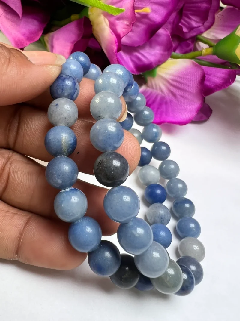Blue Aventurine Stone Round Beaded Bracelet 6 MM 8 MM 10 MM Stretch Bracelet - Image 5