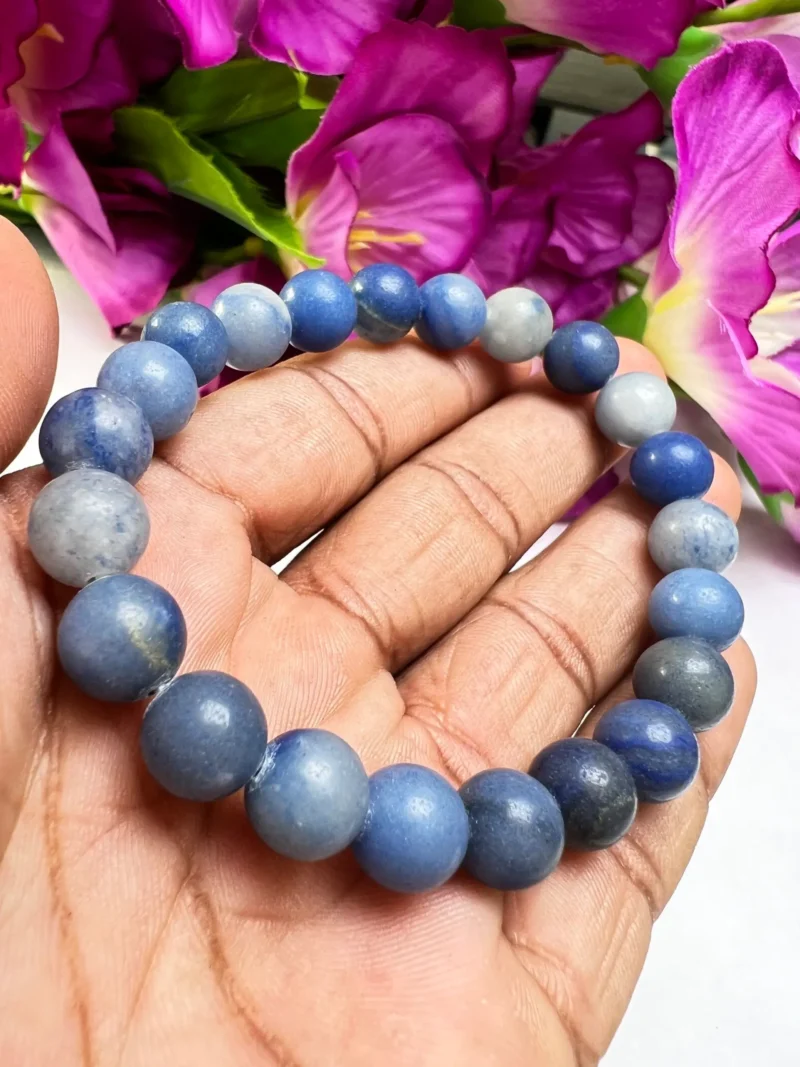 Blue Aventurine Stone Round Beaded Bracelet 6 MM 8 MM 10 MM Stretch Bracelet - Image 6