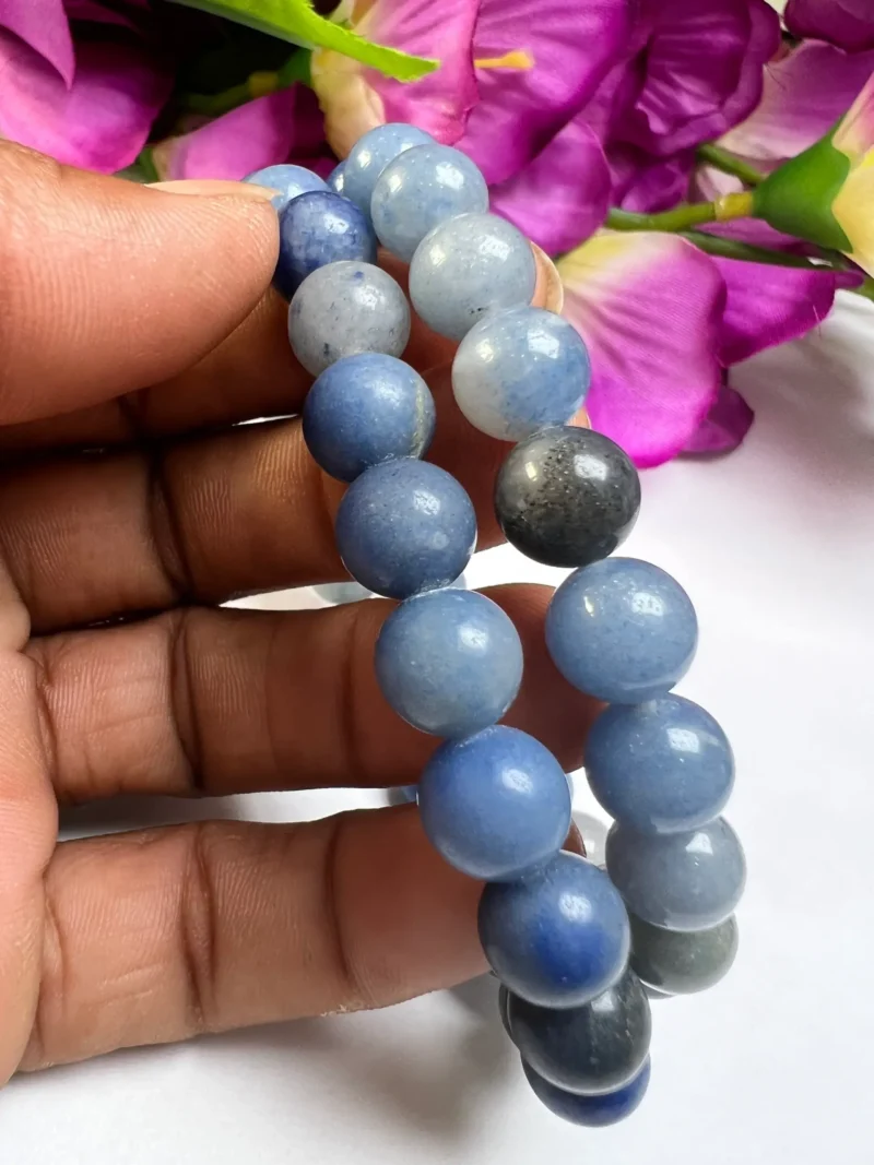 Blue Aventurine Stone Round Beaded Bracelet 6 MM 8 MM 10 MM Stretch Bracelet - Image 7