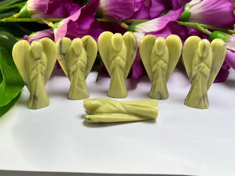 Serpentine Stone 2 inch free standing guardian angel crystal Reiki energy blessed hand carved Pocket Angel Angelic connection - Image 3