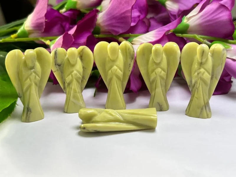 Serpentine Stone 2 inch free standing guardian angel crystal Reiki energy blessed hand carved Pocket Angel Angelic connection - Image 7