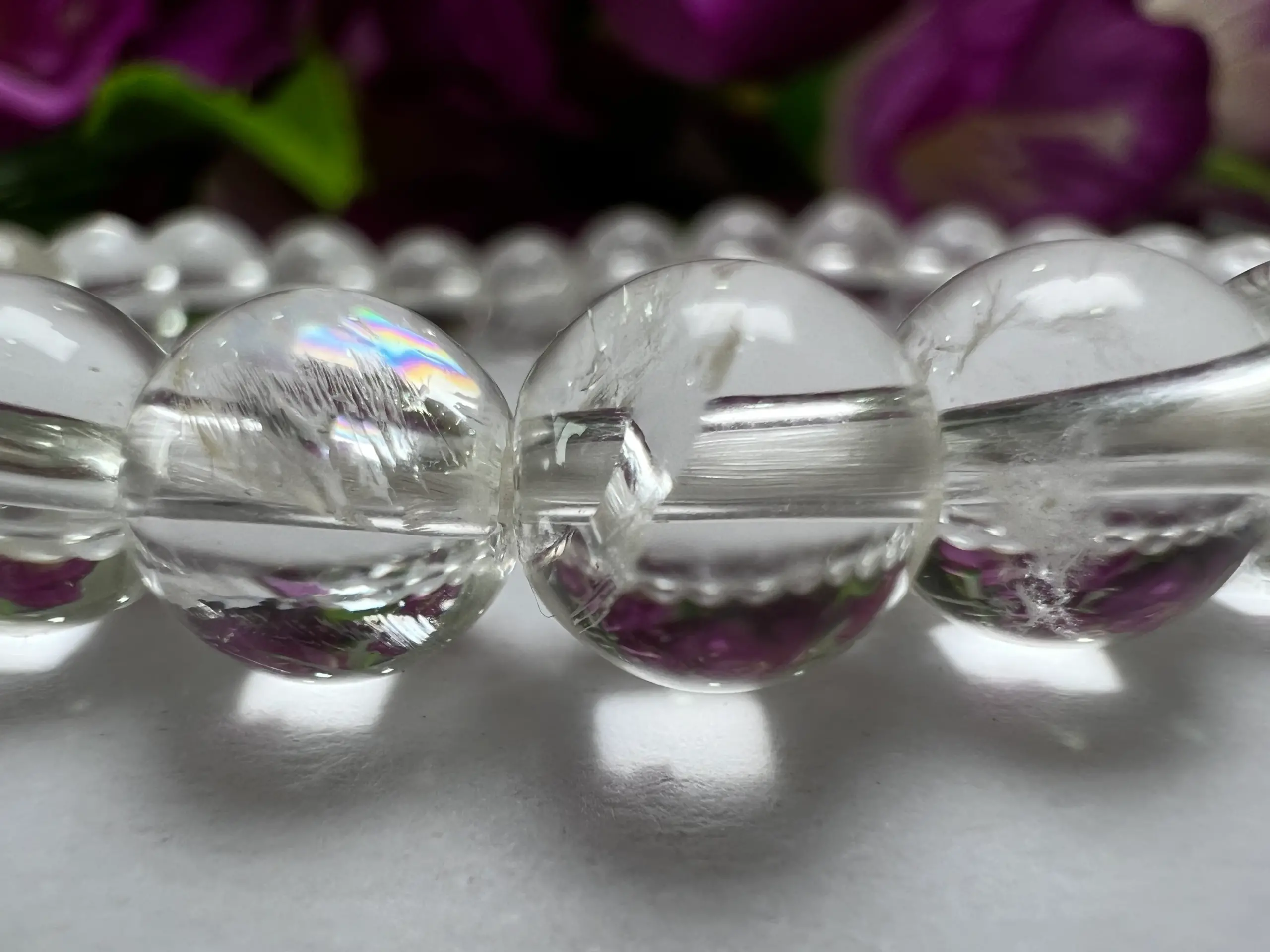 Satyaloka Quartz Stone Round Beaded Rainbow Bracelet 8 MM Stretch Bracelet - Image 11