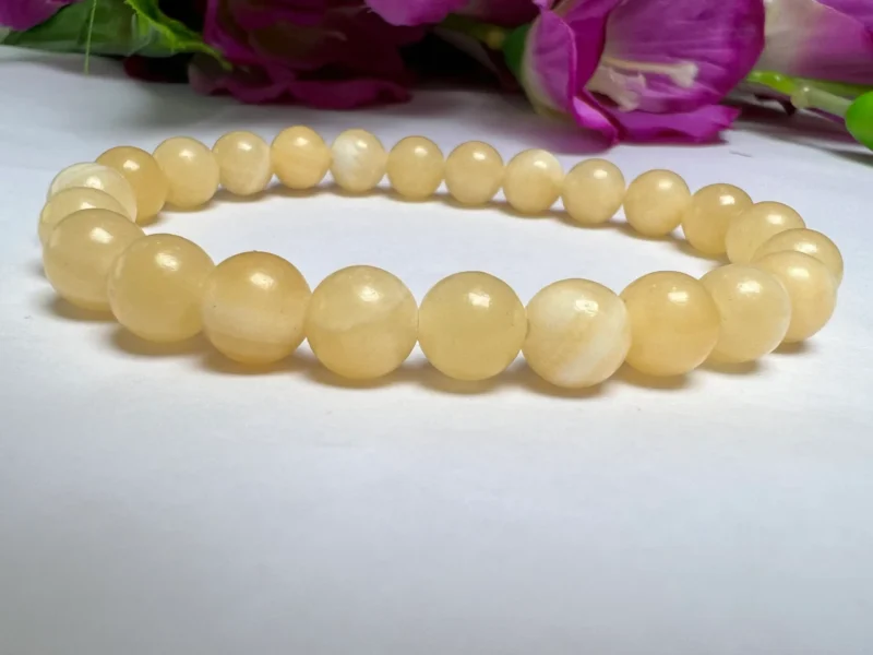 SOLAR PLEXUS CHAKRA Pyrite ,Yellow Calcite, Yellow Danburite Gemstone bracelet Set 8 mm Pack Align, Open, Balance, Meditation, Gift for All - Image 2