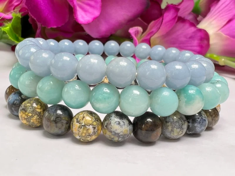Green Aventurine Stone All Chakras Rectangle Beaded Bracelet 25 MM Stretch Bracelet  Size 25 mm - Image 4
