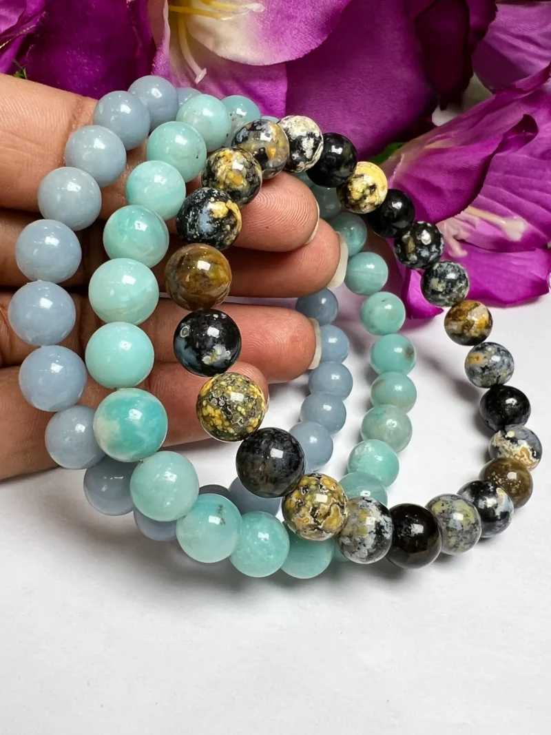 Green Aventurine Stone All Chakras Rectangle Beaded Bracelet 25 MM Stretch Bracelet  Size 25 mm - Image 5