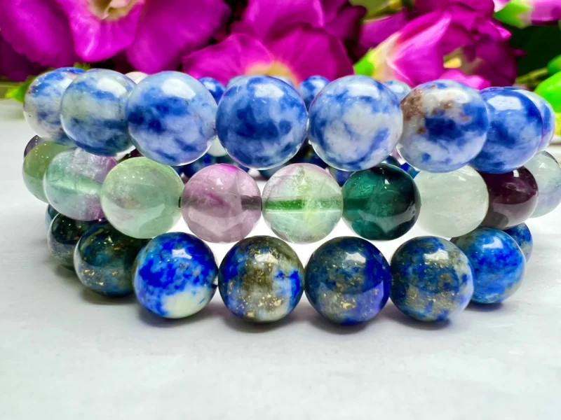 VIRGO Bracelet Lapis Lazuli, Sodalite , Flourite Pack Zodiac Horoscope Astrology August September Birthday Set 7.5 inch 8mm