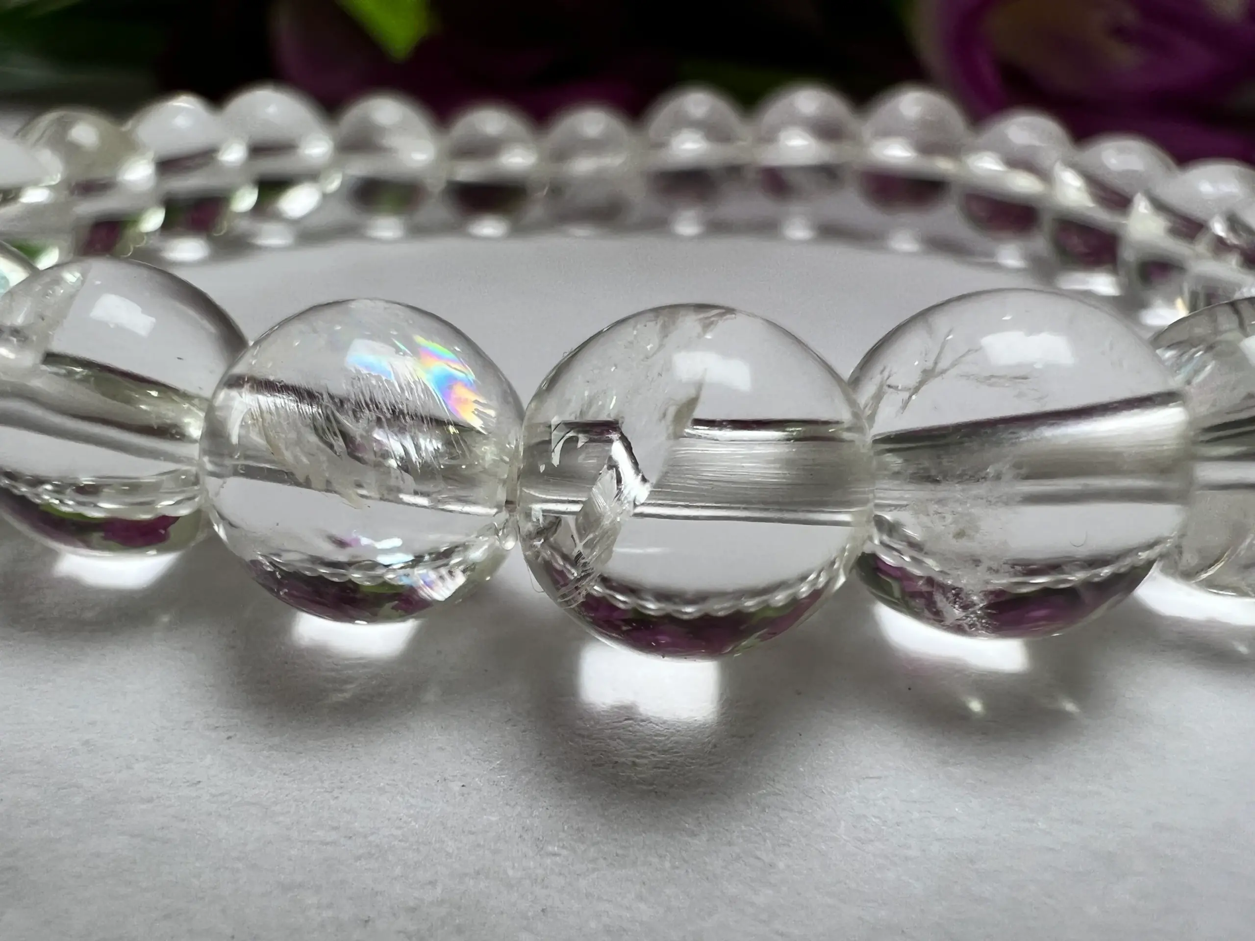 Satyaloka Quartz Stone Round Beaded Rainbow Bracelet 8 MM Stretch Bracelet - Image 9